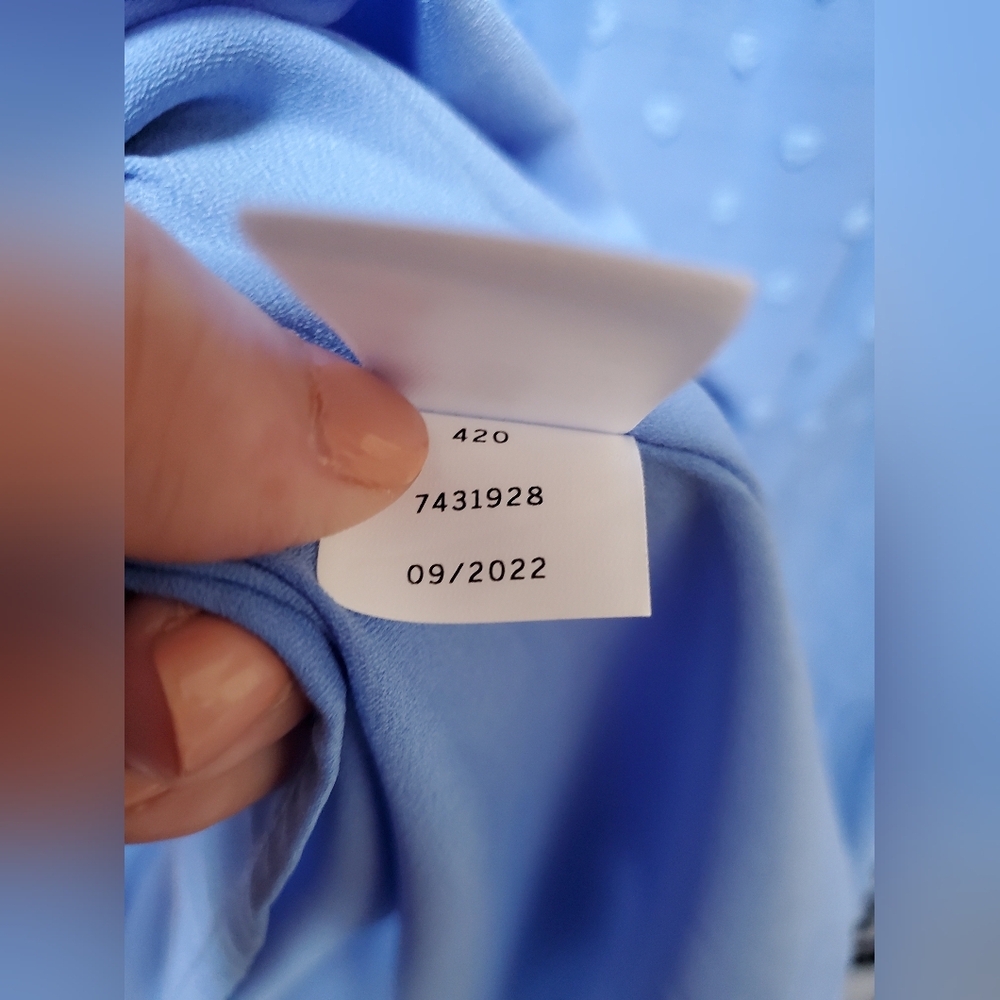 Women’s Textured Swiss Dot Tiered Dress in Periwinkle Blue - Picture 12 of 12